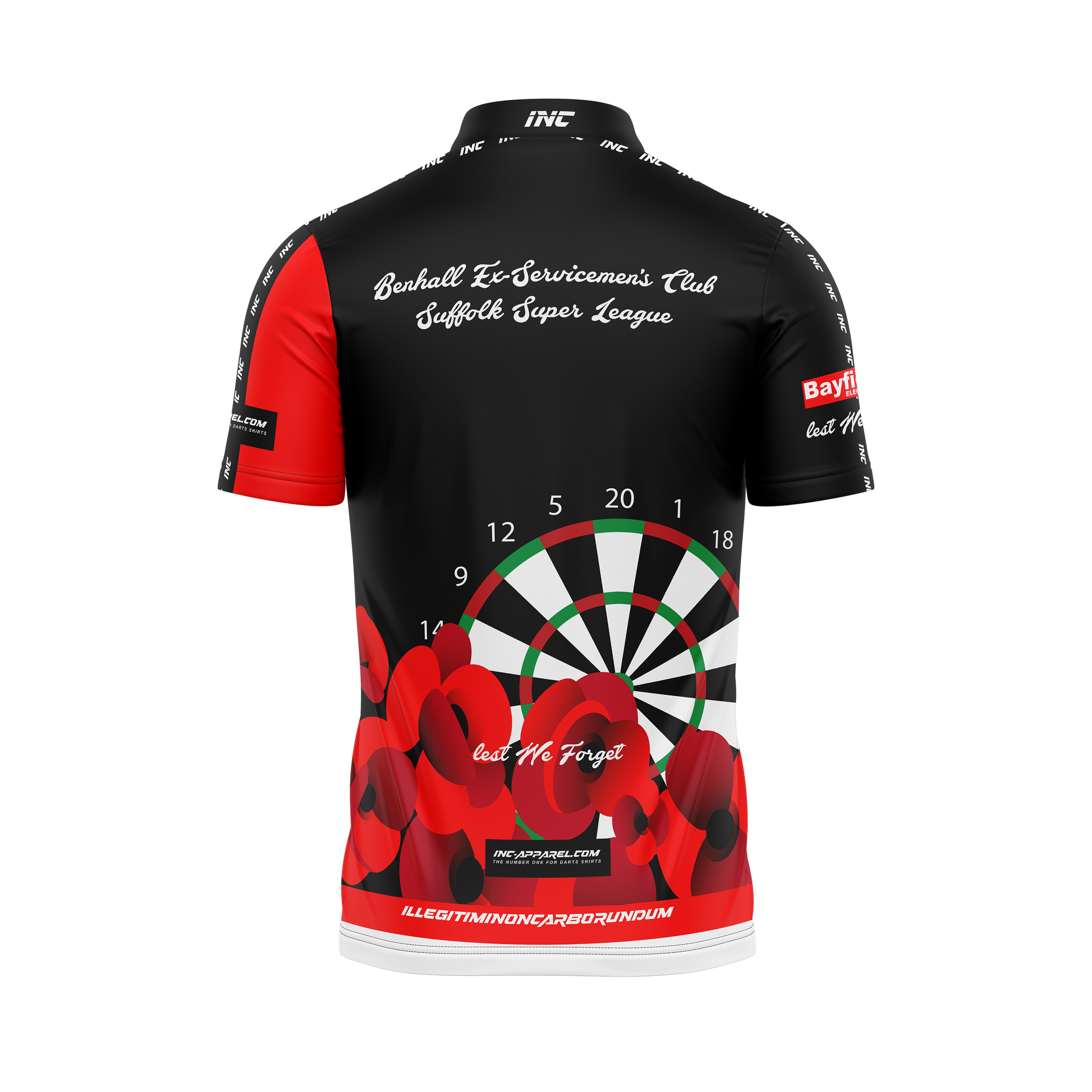 Benhall Super League Darts Team Shirt PRO1 – Back View | INC-APPAREL