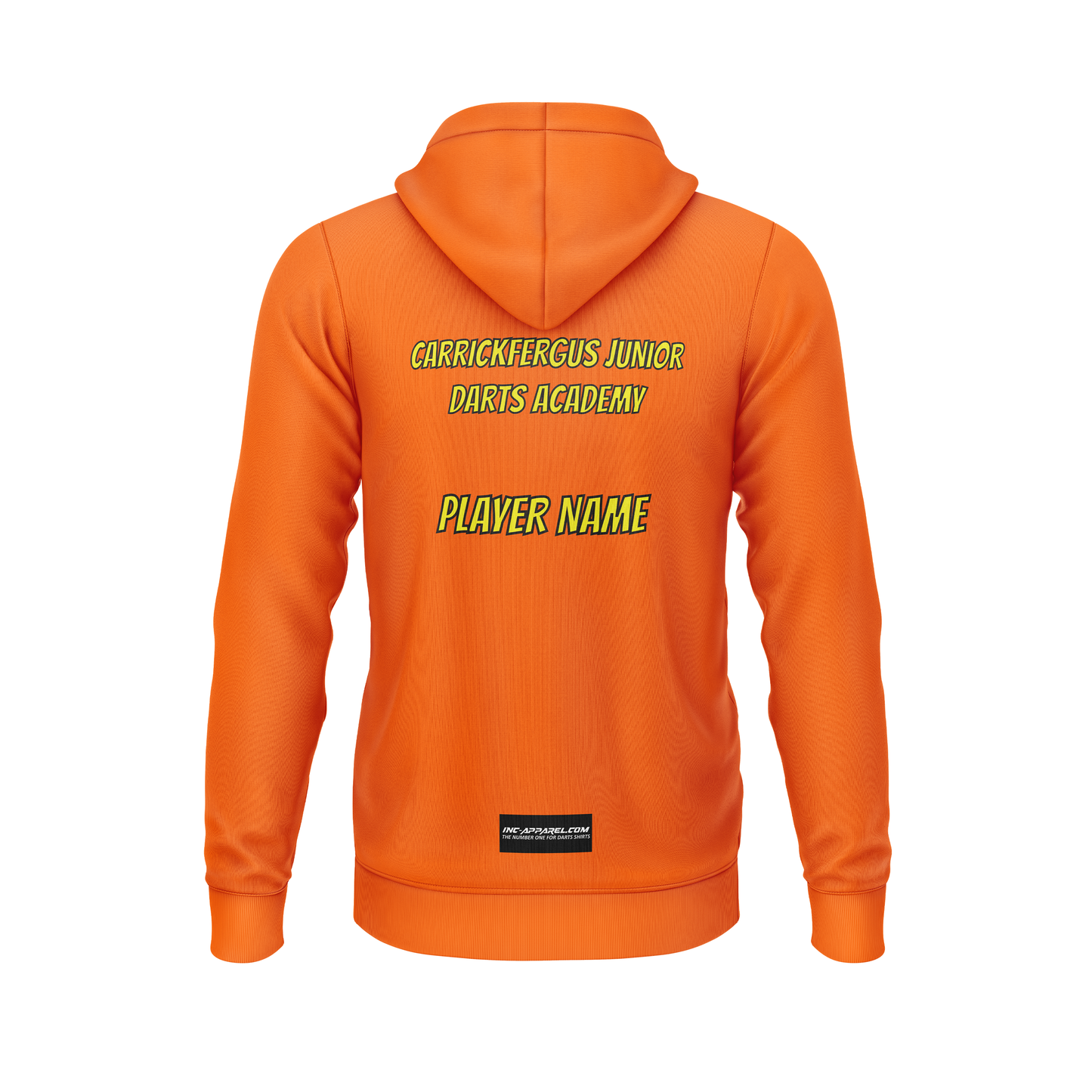 Carrickfergus Junior Darts Academy Hoodie – Back View | INC-APPAREL