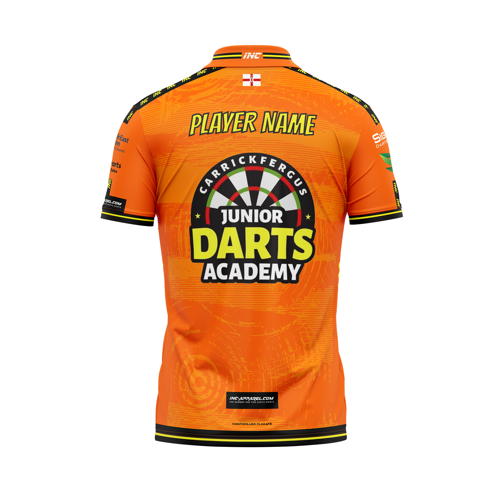 Carrickfergus Junior Darts Academy Pro1 Darts Shirt – Back View | INC-APPAREL