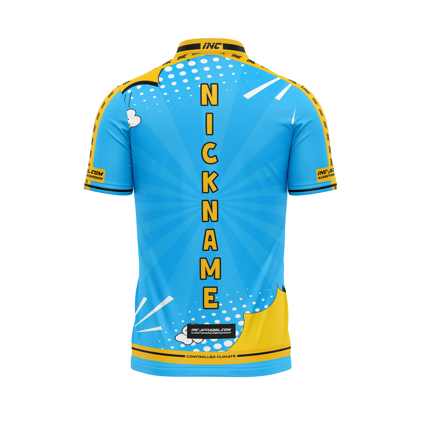 Comicus Caeruleus Pro1 Darts Shirt – Back View | INC-APPAREL
