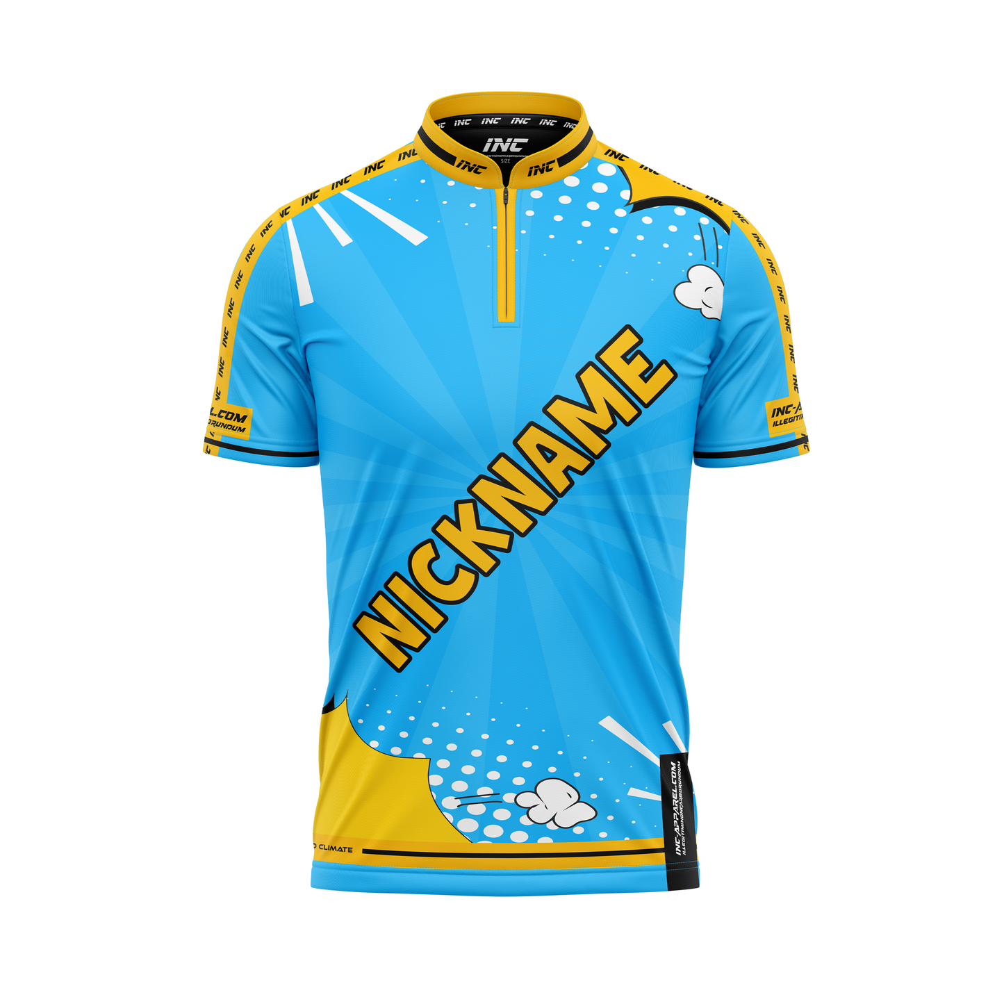 Comicus Caeruleus Pro1 Darts Shirt – Front View | INC-APPAREL