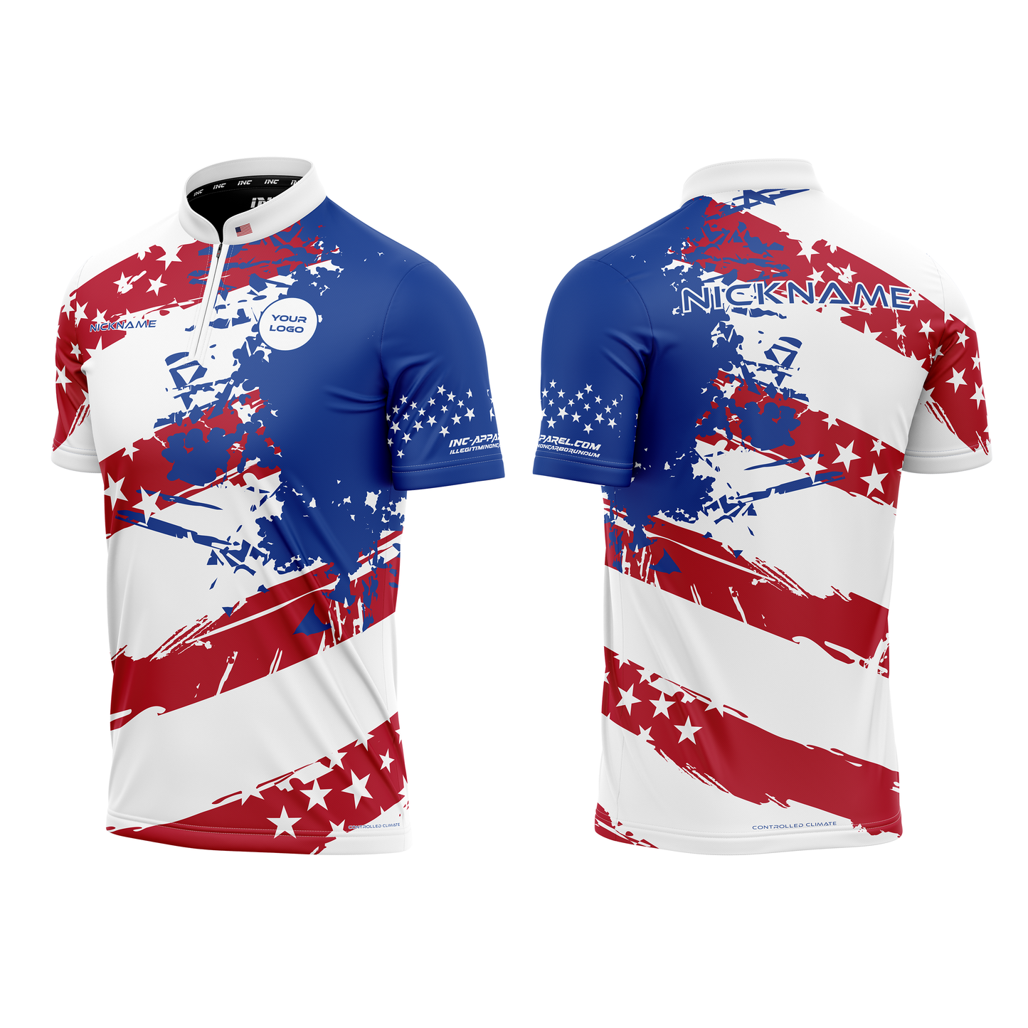 Liberty Break XPRO Collar Custom Pool Shirt USA – Front and Back View | INC-APPAREL