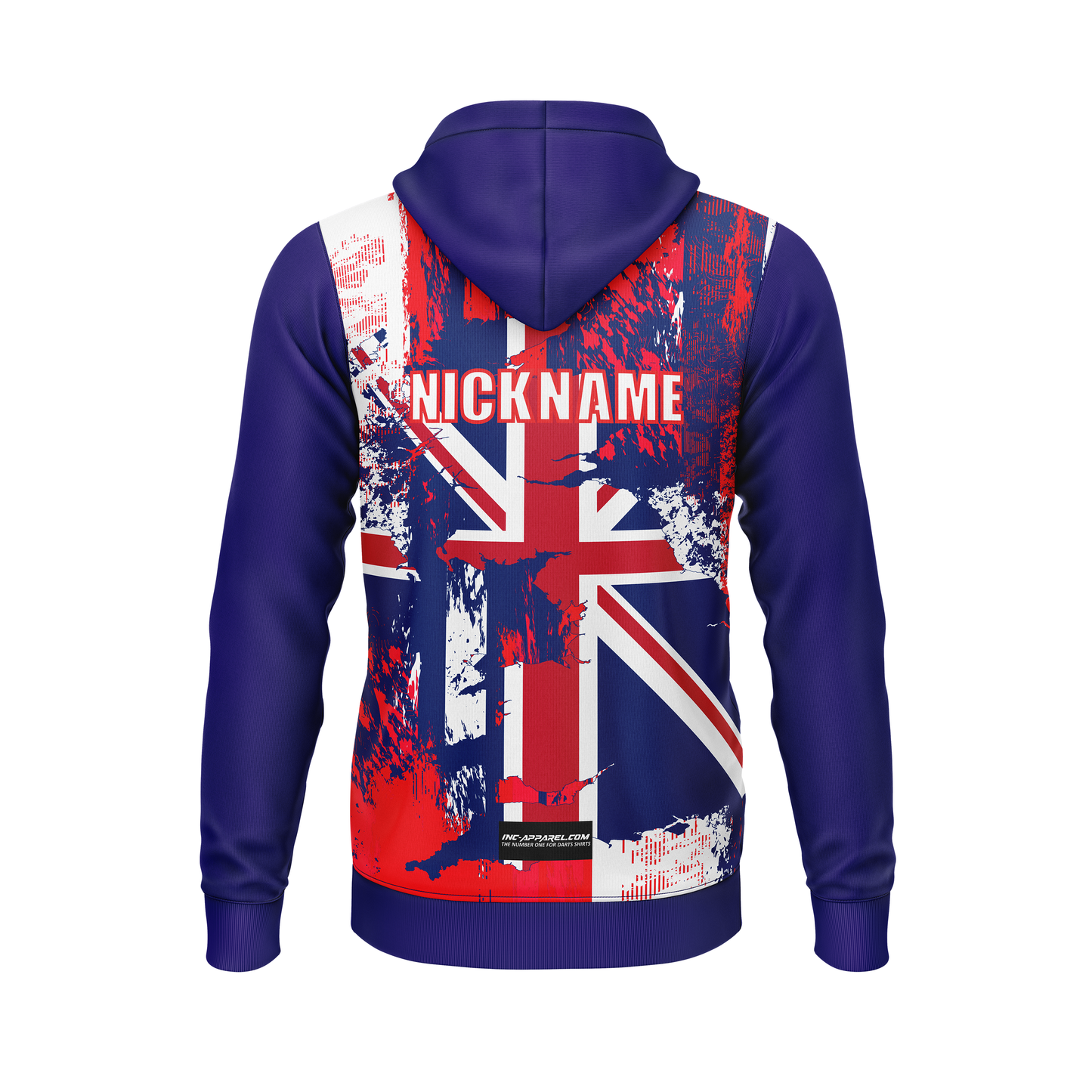 Magna Britannia Darts Hoodie – Back View of Custom Darts Warm-Up Hoodie | INC-APPAREL