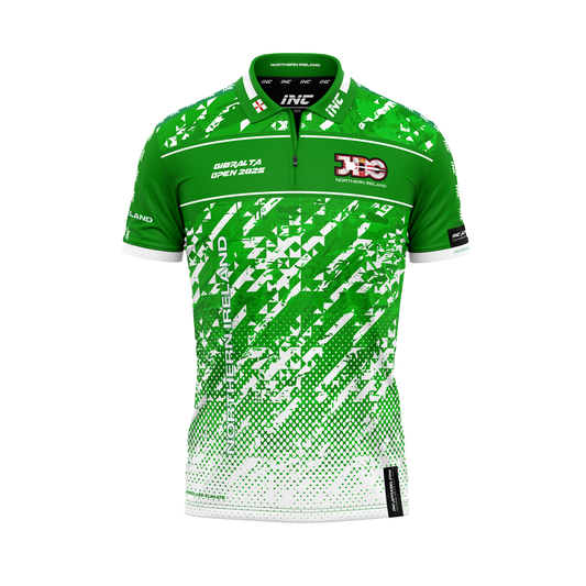 Official JDC Northern Ireland Gibraltar Open Zip Polo Shirt – Front View | INC-APPAREL