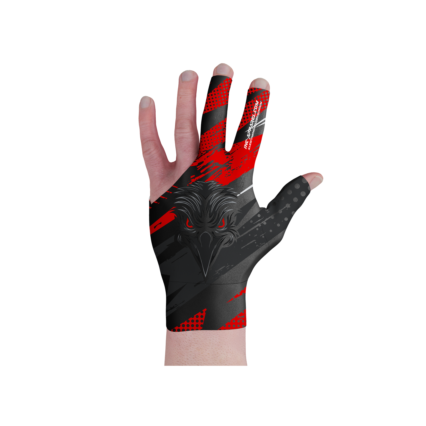 Acies Falco Red Pool Glove from INC-APPAREL – made-to-order performance pool glove with breathable fabric, non-slip grip, and bold red design.