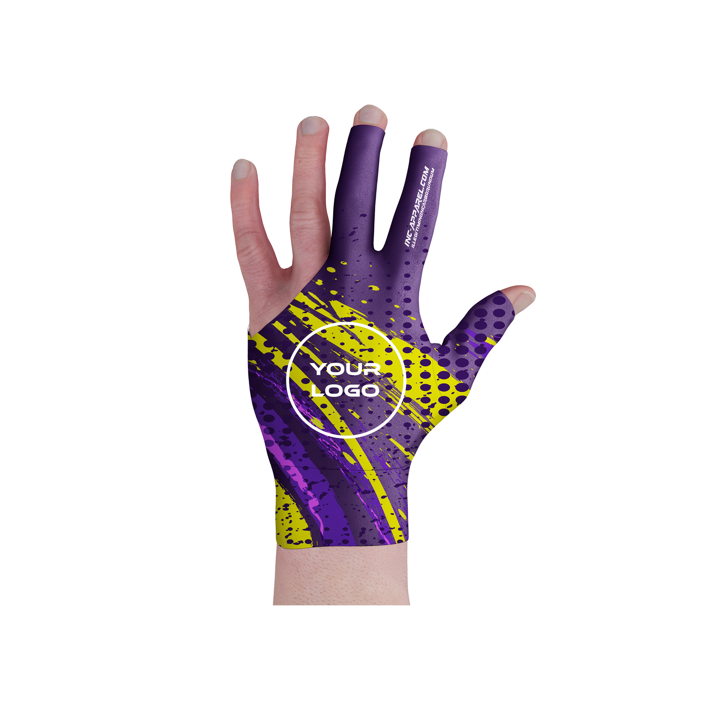 Alpha Ursus purple and yellow performance pool glove from INC-APPAREL