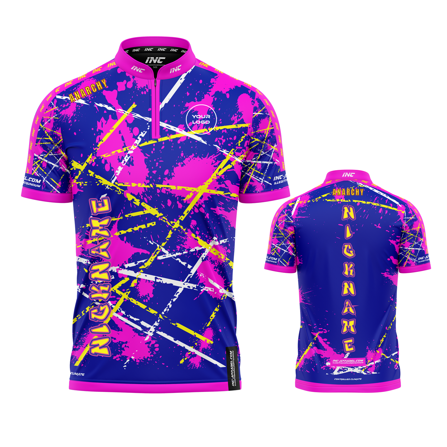 Anarchy Caeruleus blue and pink darts shirt from INC-APPAREL