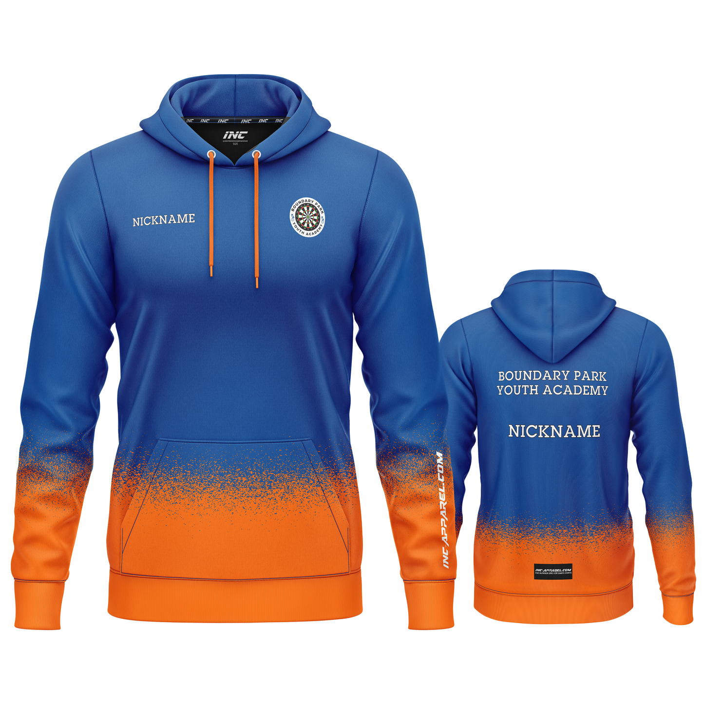 Boundary Park Youth Darts Academy Hoodie – Both Views | INC-APPAREL