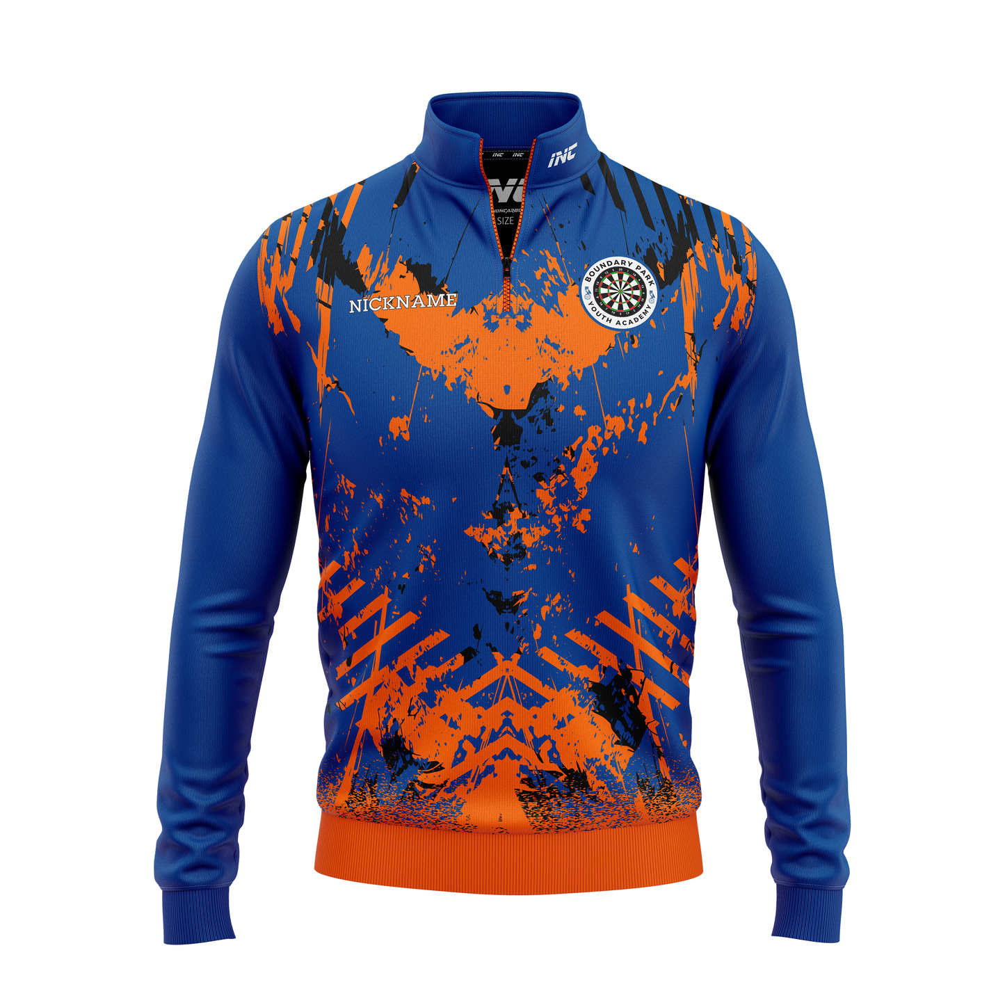 Boundary Park Youth Darts Academy Quarter Zip Midlayer – Front View | INC-APPAREL