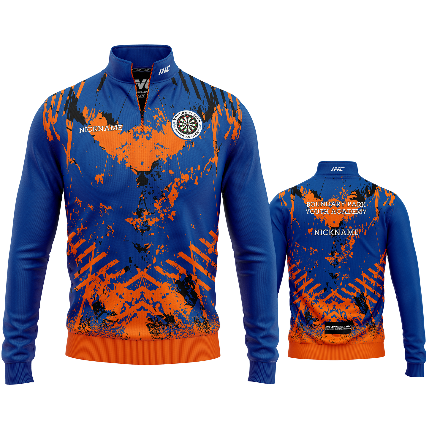 Boundary Park Youth Darts Academy Quarter Zip Midlayer – Both Views | INC-APPAREL