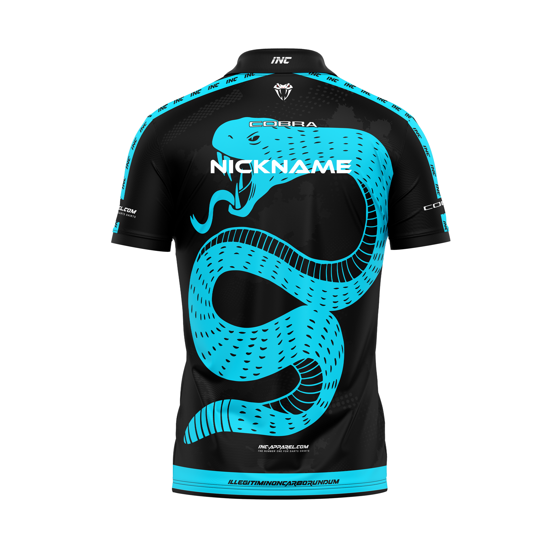 Cobra Caeruleus Zip Polo Darts Shirt – Back View | INC-APPAREL