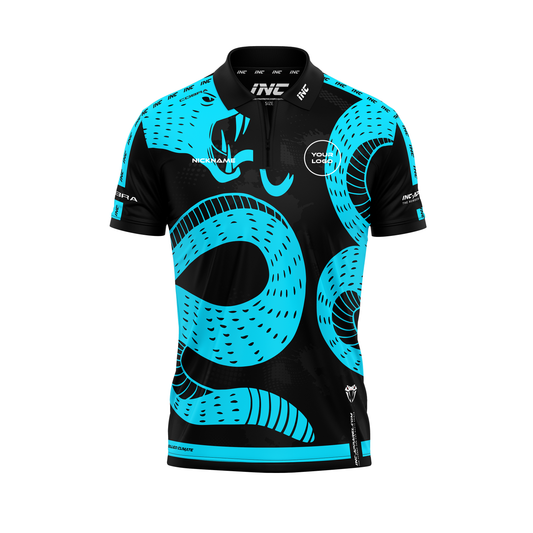 Cobra Caeruleus Zip Polo Darts Shirt – Front View | INC-APPAREL