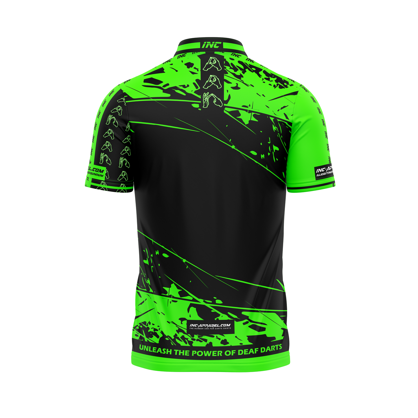 Back view of Deaf Darts Organisation PRO1 Match Shirt INC-Apparel