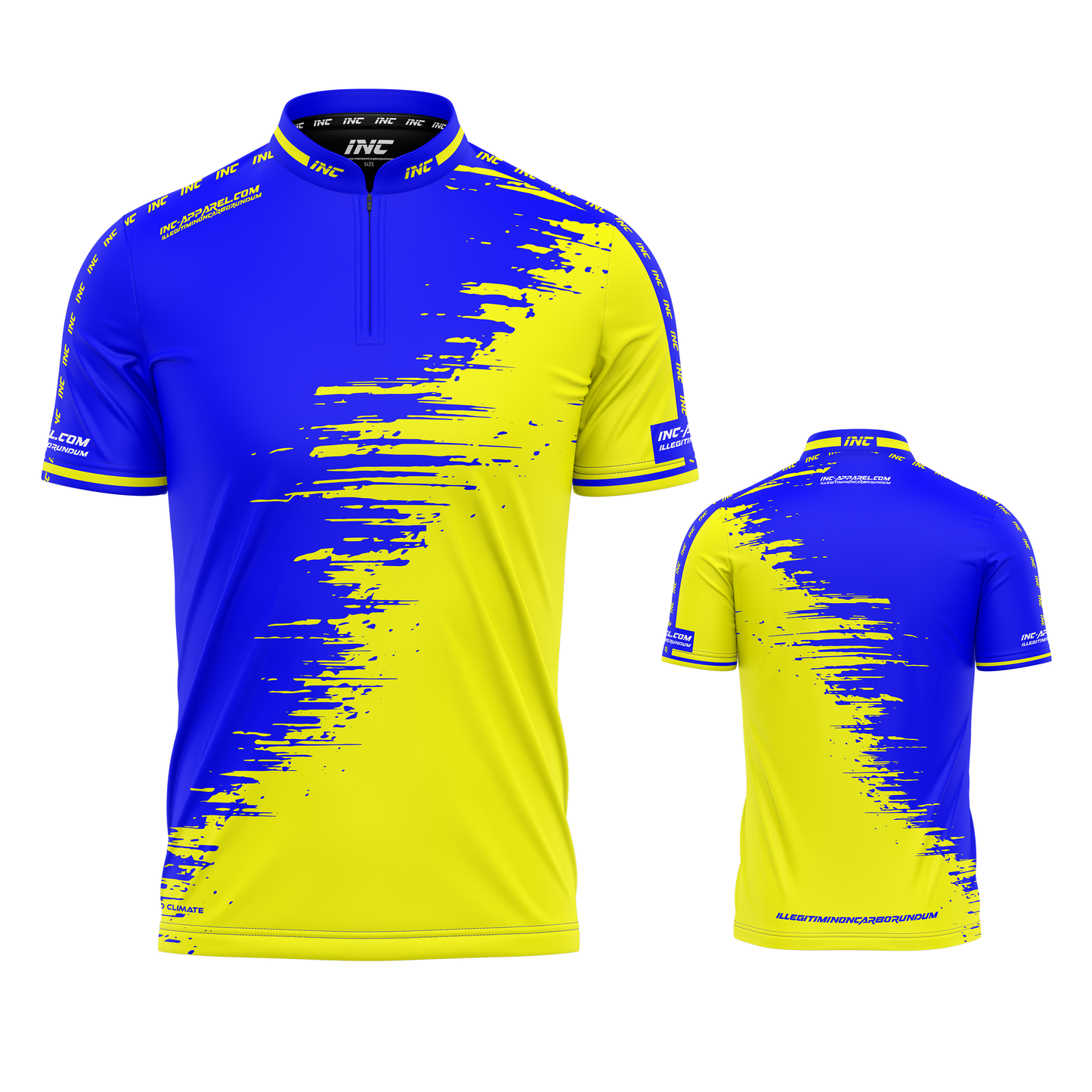 Duplex Blue and Yellow Darts and Pool Shirt by INC-APPAREL – breathable moisture-wicking performance darts shirt