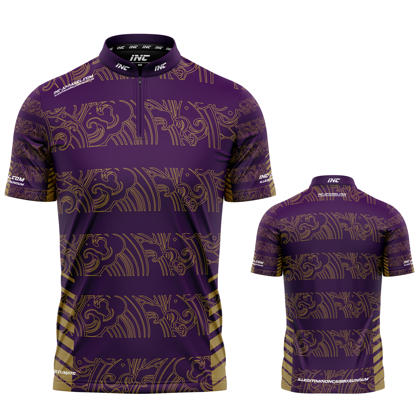 Elegantia Purple and Gold Darts/Pool Team Shirt from INC-APPAREL – custom team shirt for pool academies and competitive clubs.