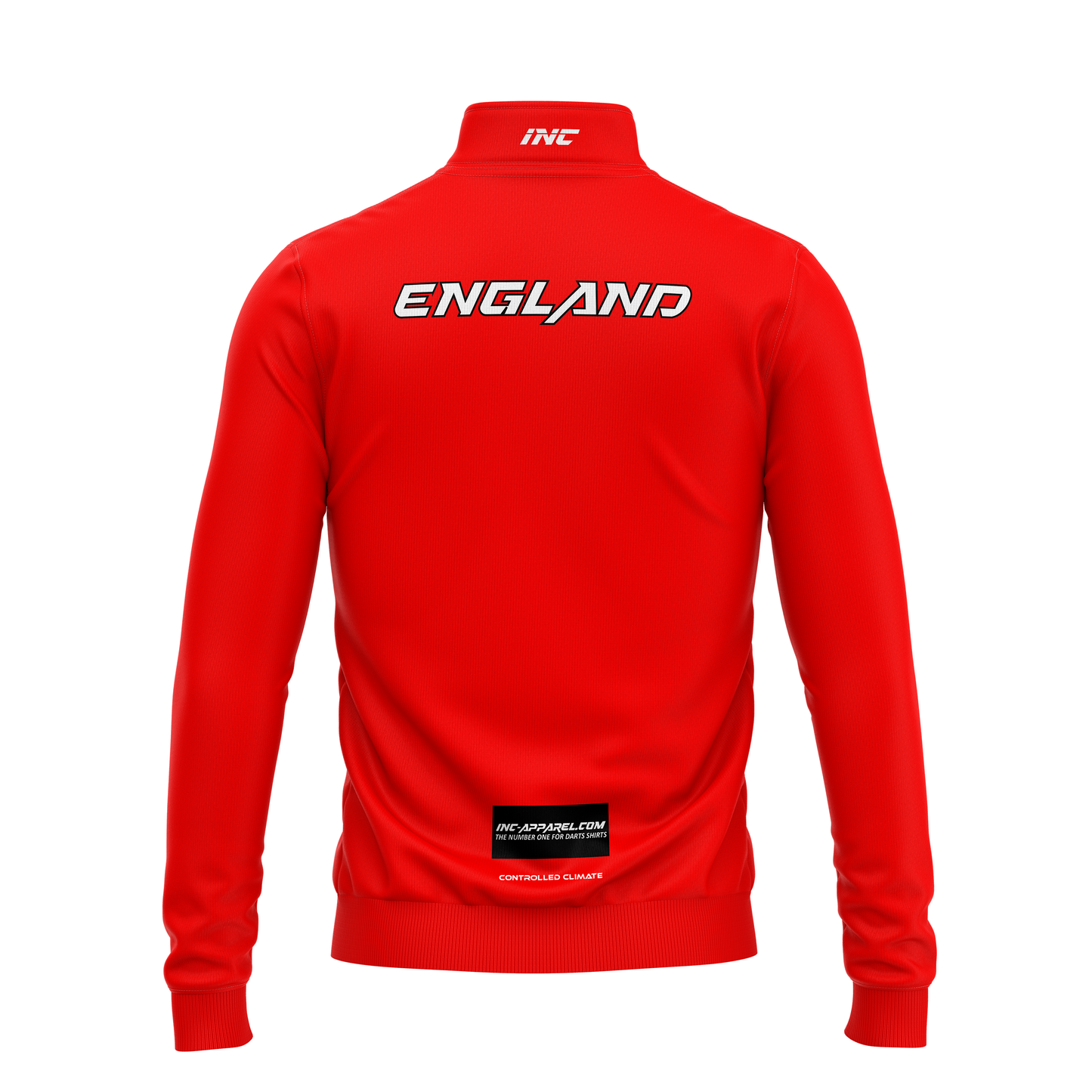 Official England JDC Darts Quarter Zip Midlayer – Back View Featuring Sleek Performance Design | INC-APPAREL