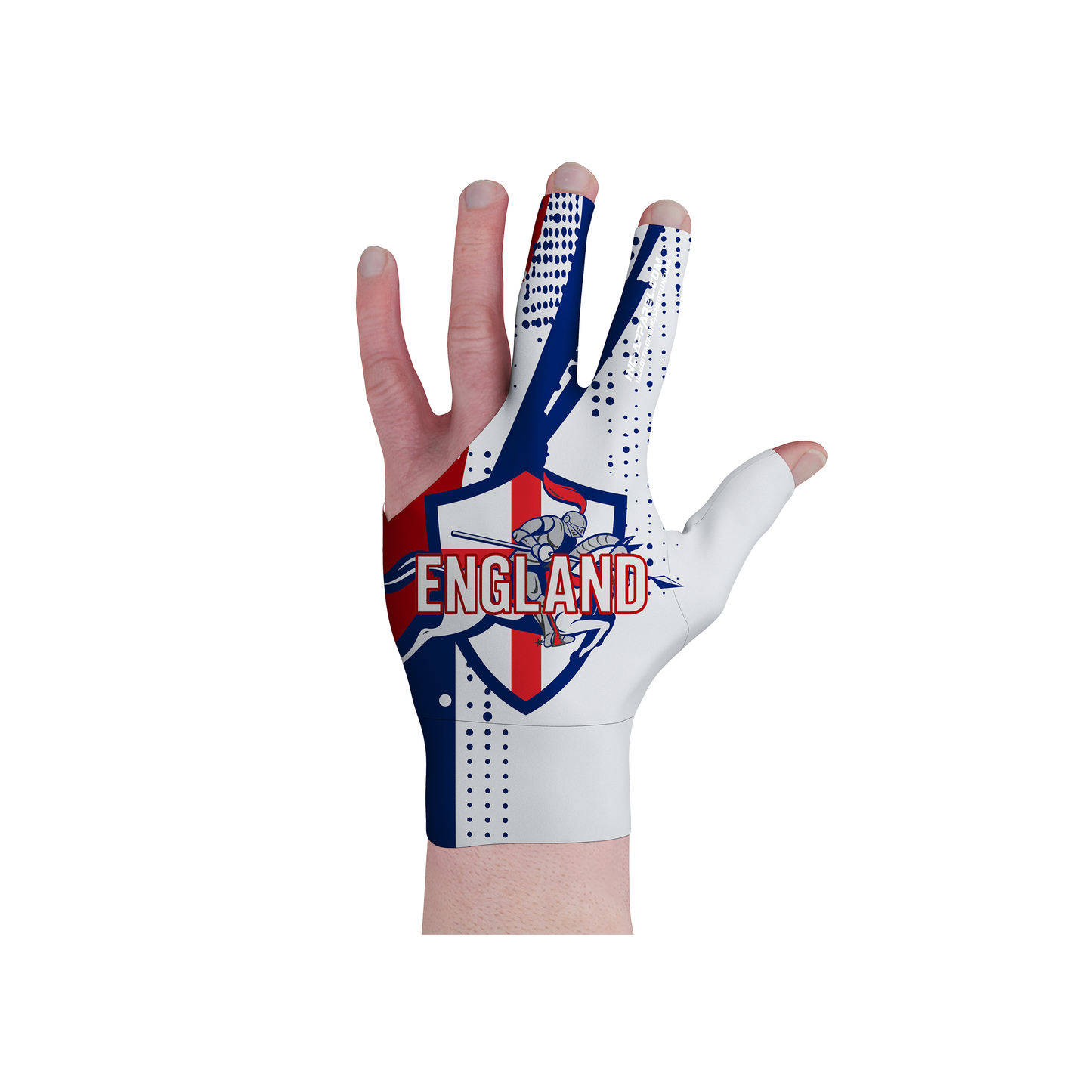 England Pool Glove from INC-APPAREL – performance cue glove with breathable spandex and England-inspired design.