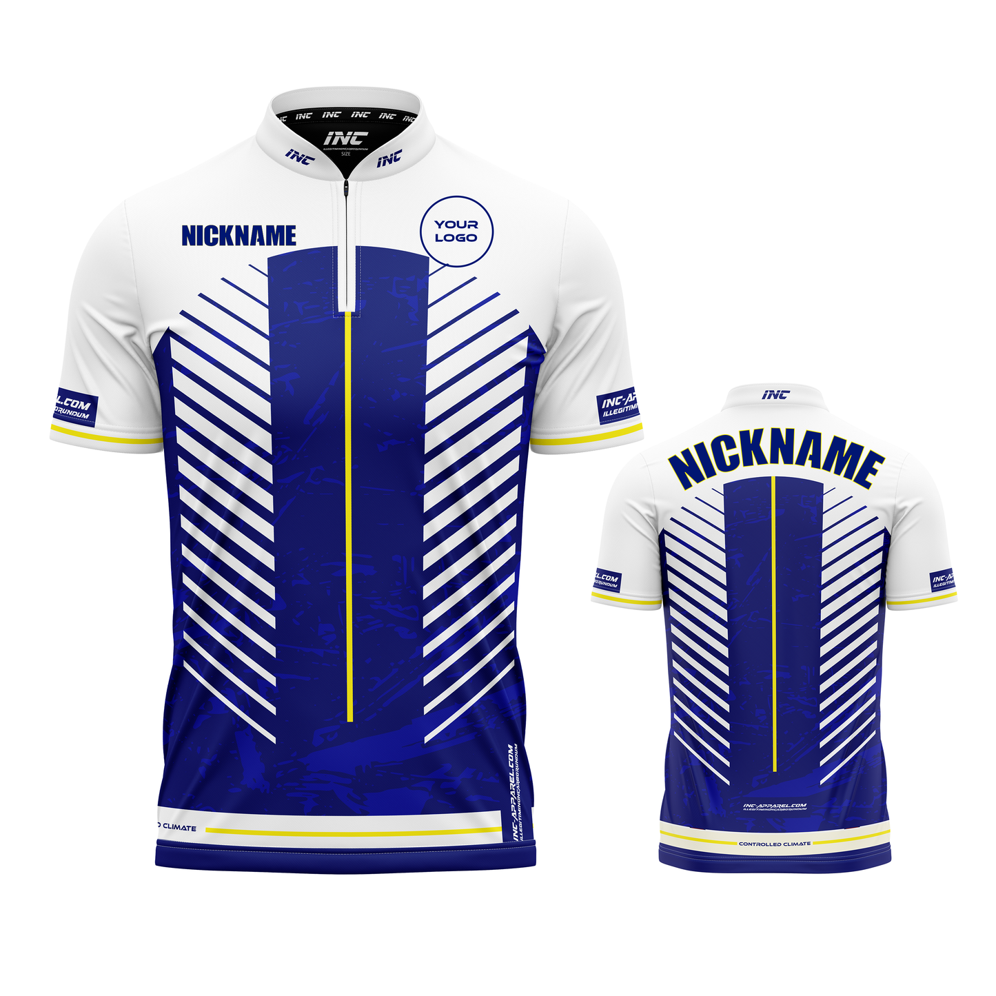 GLACIALIS LUMEN Blue White and Yellow XPRO Collar custom pool shirt from INC-APPAREL