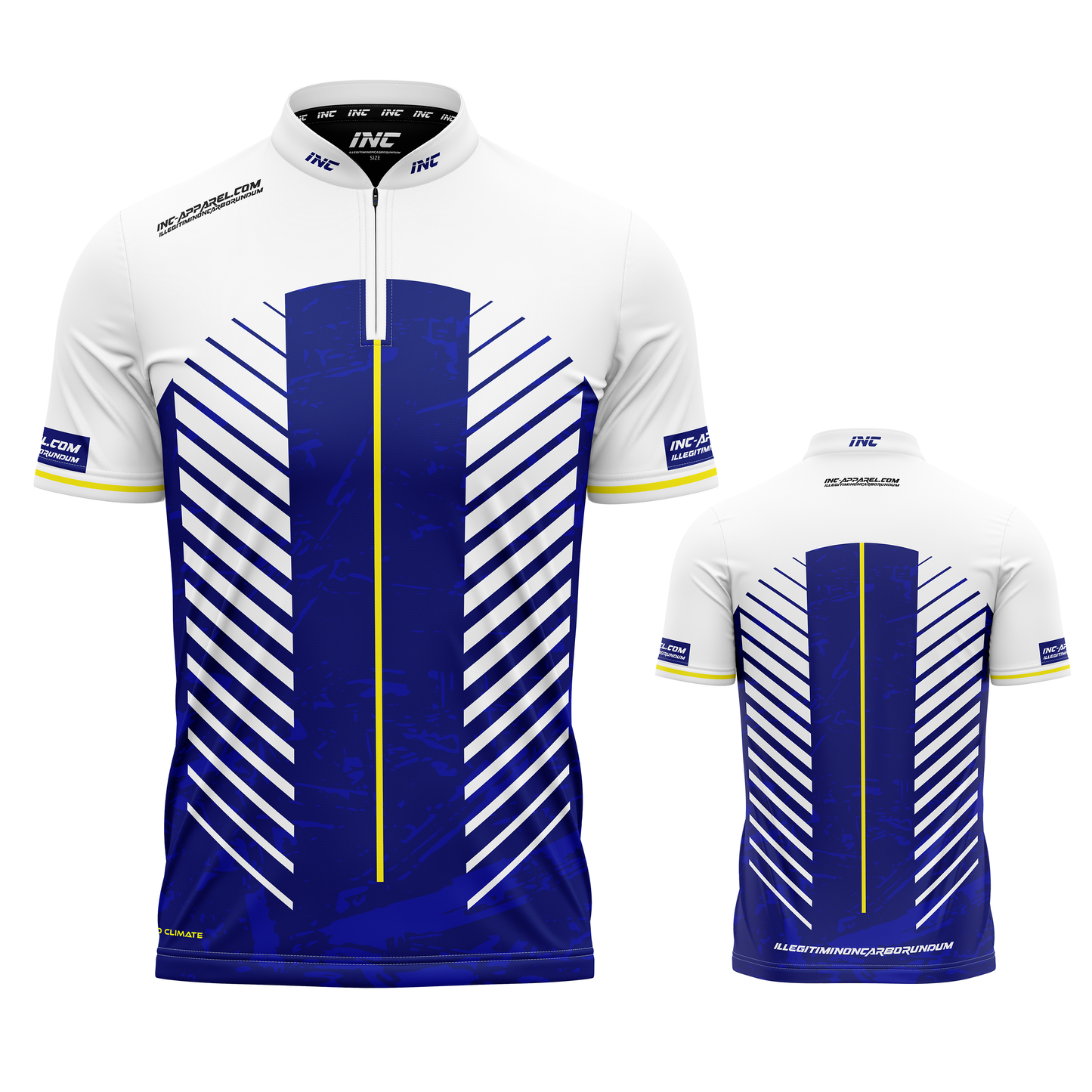 GLACIALIS LUMEN Blue White and Yellow XPRO Collar custom pool shirt from INC-APPAREL