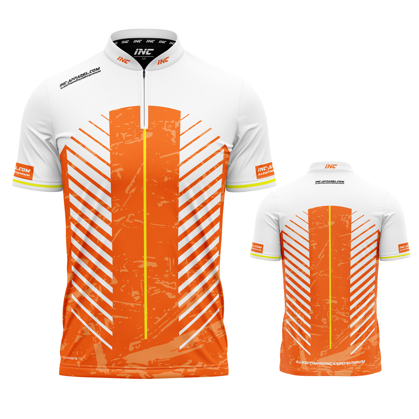 Glacialis Lumen orange white and yellow XPRO Collar custom pool shirt from INC-APPAREL