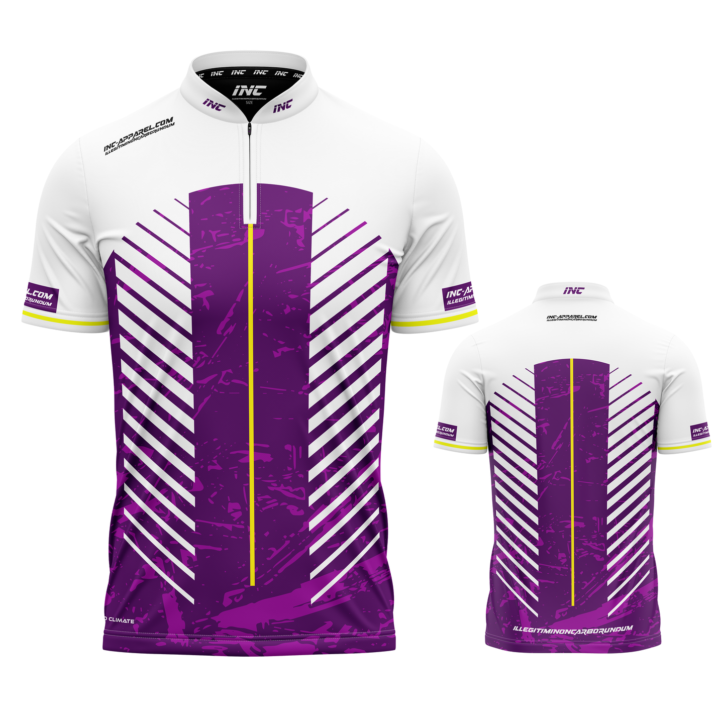 Glacialis Lumen purple white and yellow XPRO Collar custom pool shirt from INC-APPAREL
