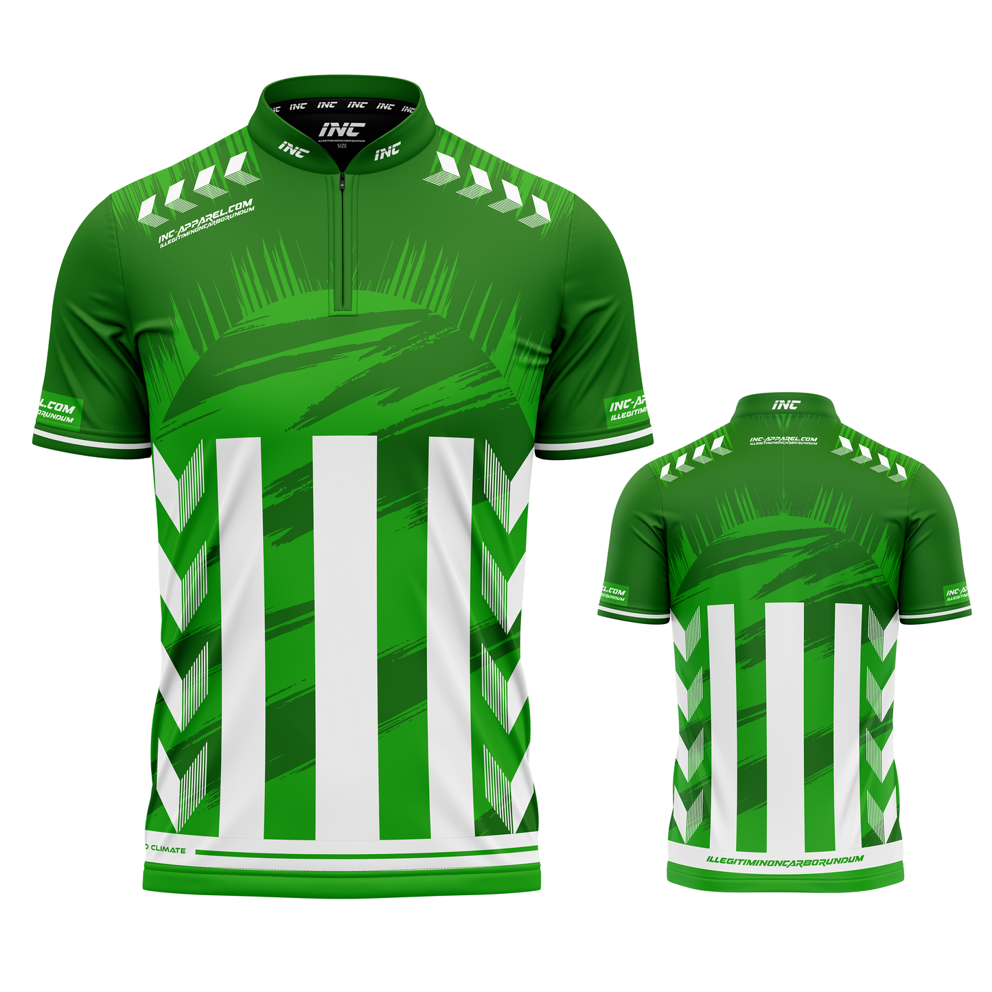 Imperator Corde green pool shirt front and back view professional competition pool shirt from INC-APPAREL