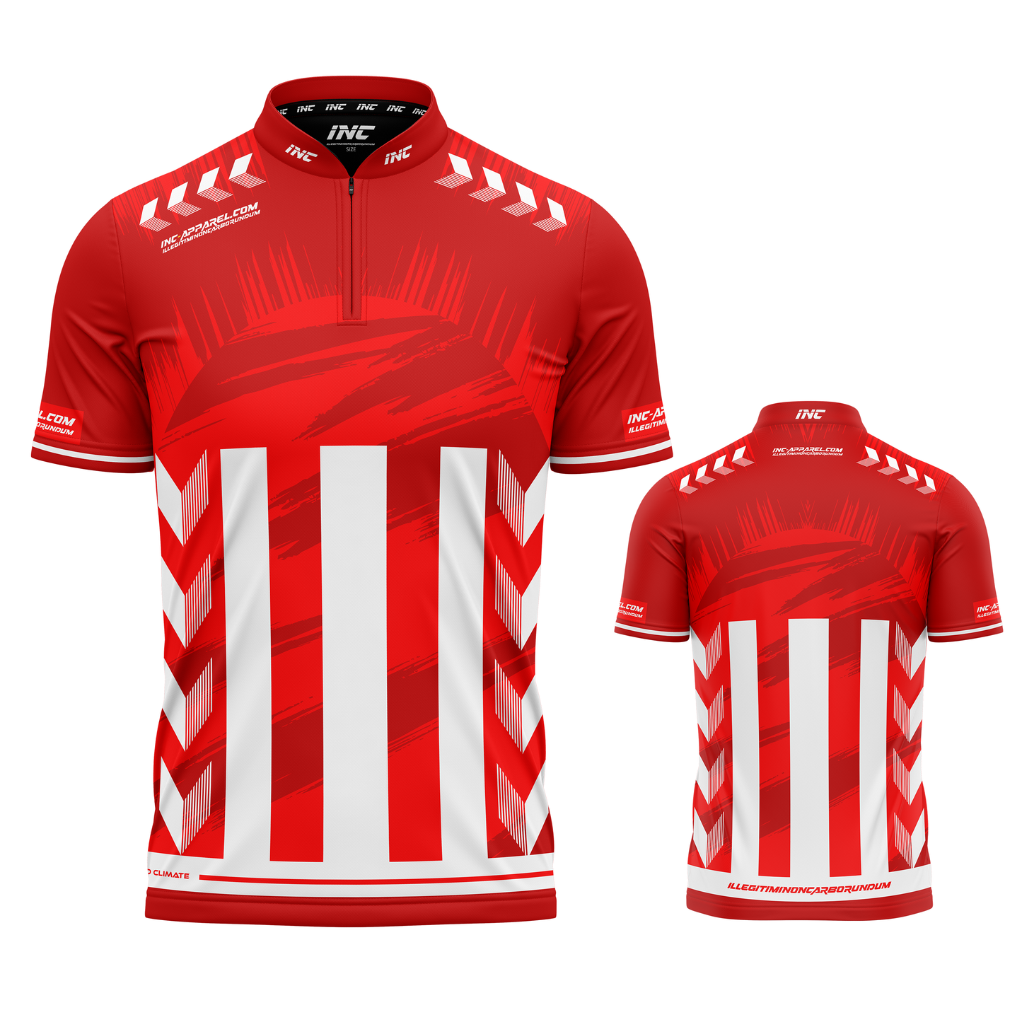 Imperator Corde red pool shirt both views professional performance pool shirt from INC-APPAREL