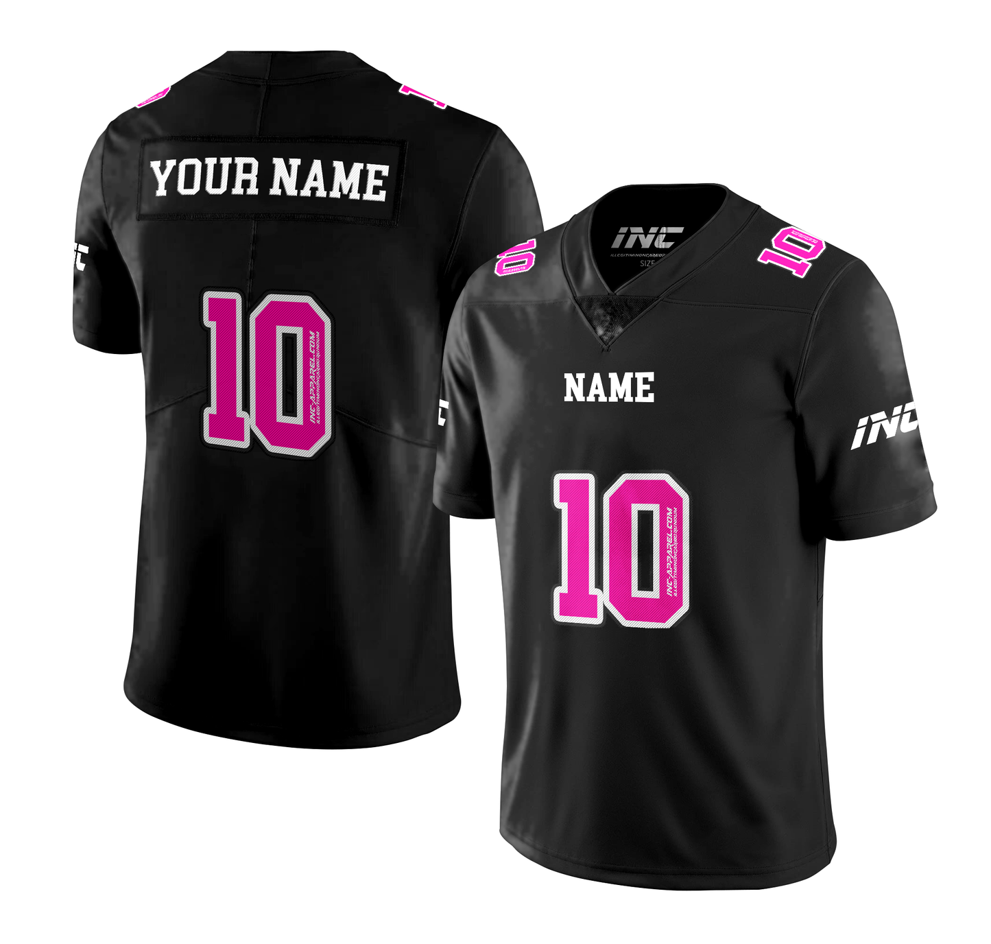 INC-APPAREL Imperium Black and Pink American Football Shirt with personalised name and number options for supporters and leisurewear.