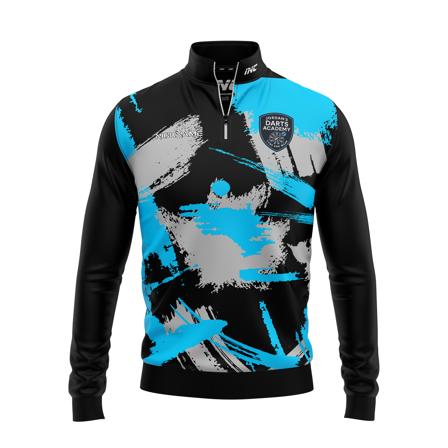 Jordan's Darts Academy Quarter Zip Midlayer – Front View | INC-APPAREL