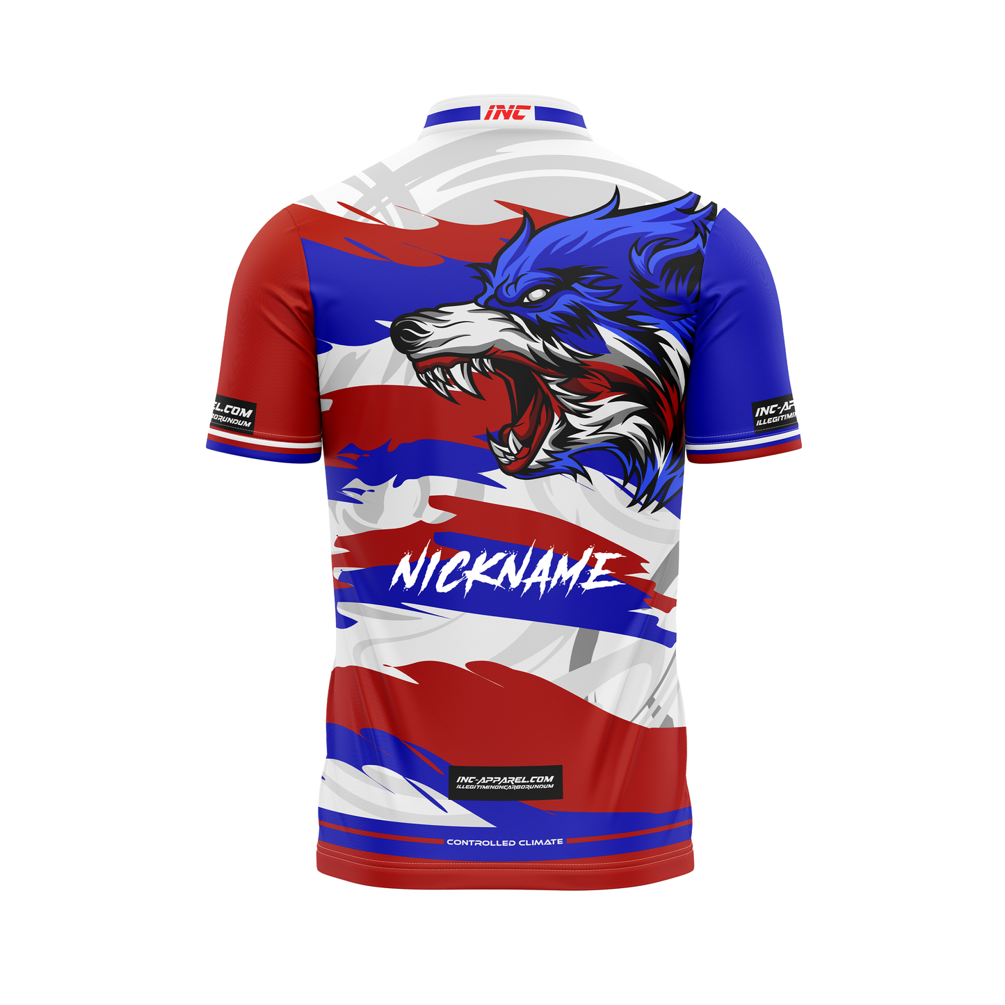 Back view of the Lupus Patrioticus Pro1 Darts Shirt From INC-APPAREL