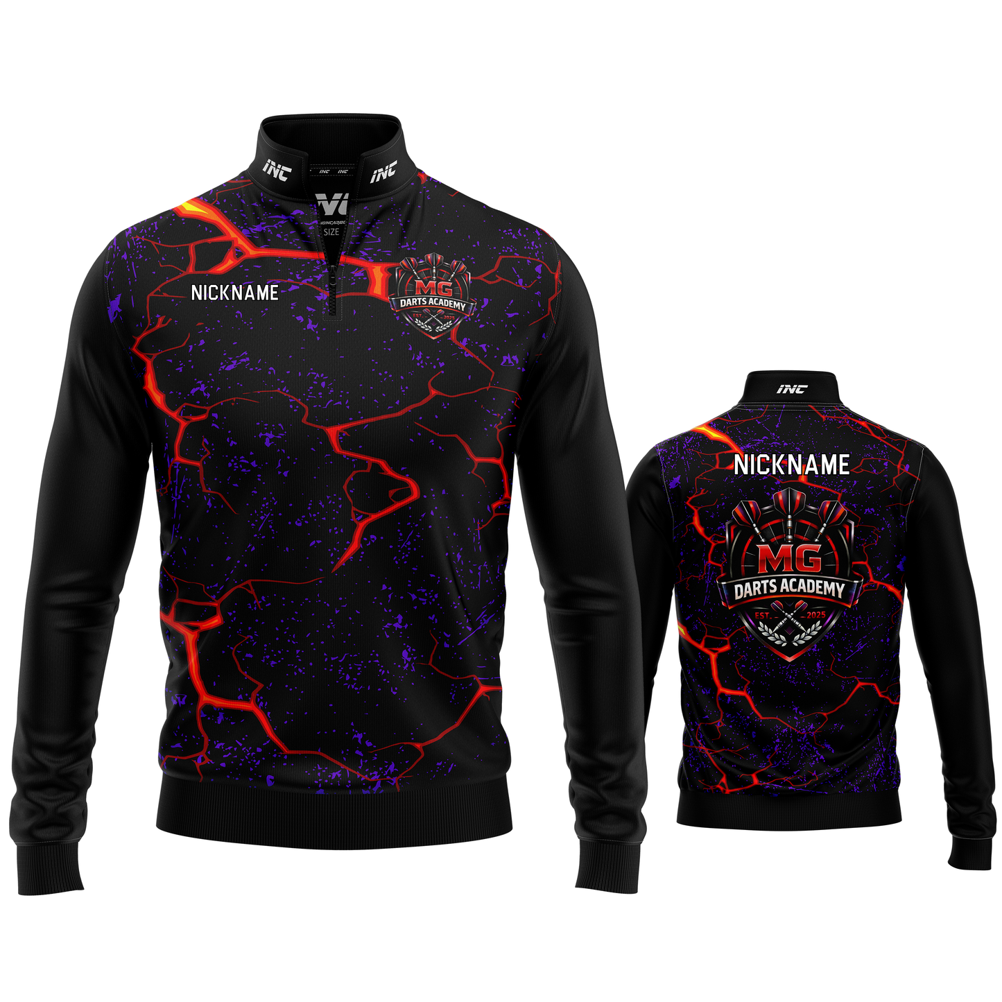 MG Darts Academy quarter zip midlayer detail breathable performance fabric