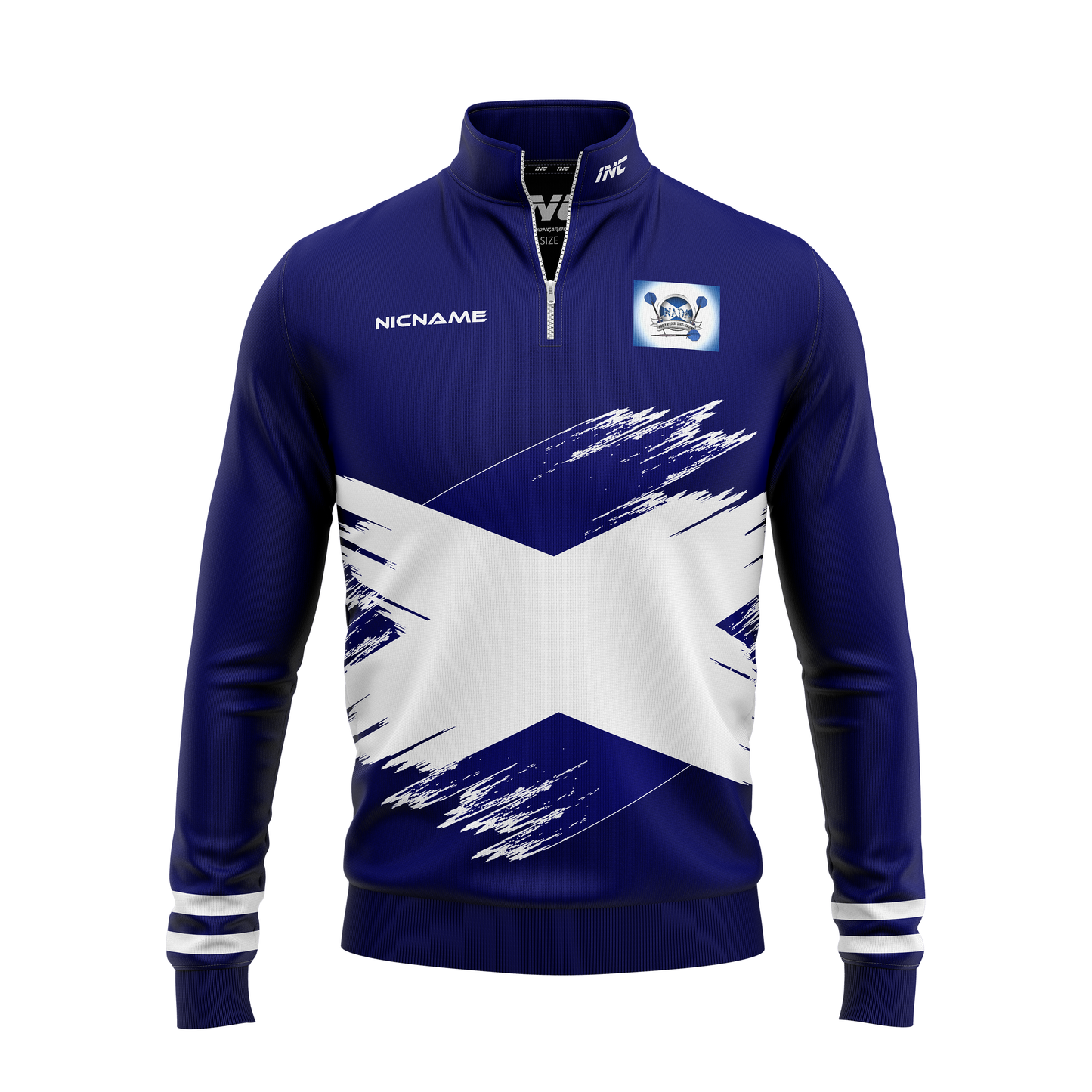 North Ayrshire Darts Academy Quarter Zip Midlayer – Front View | INC-APPAREL