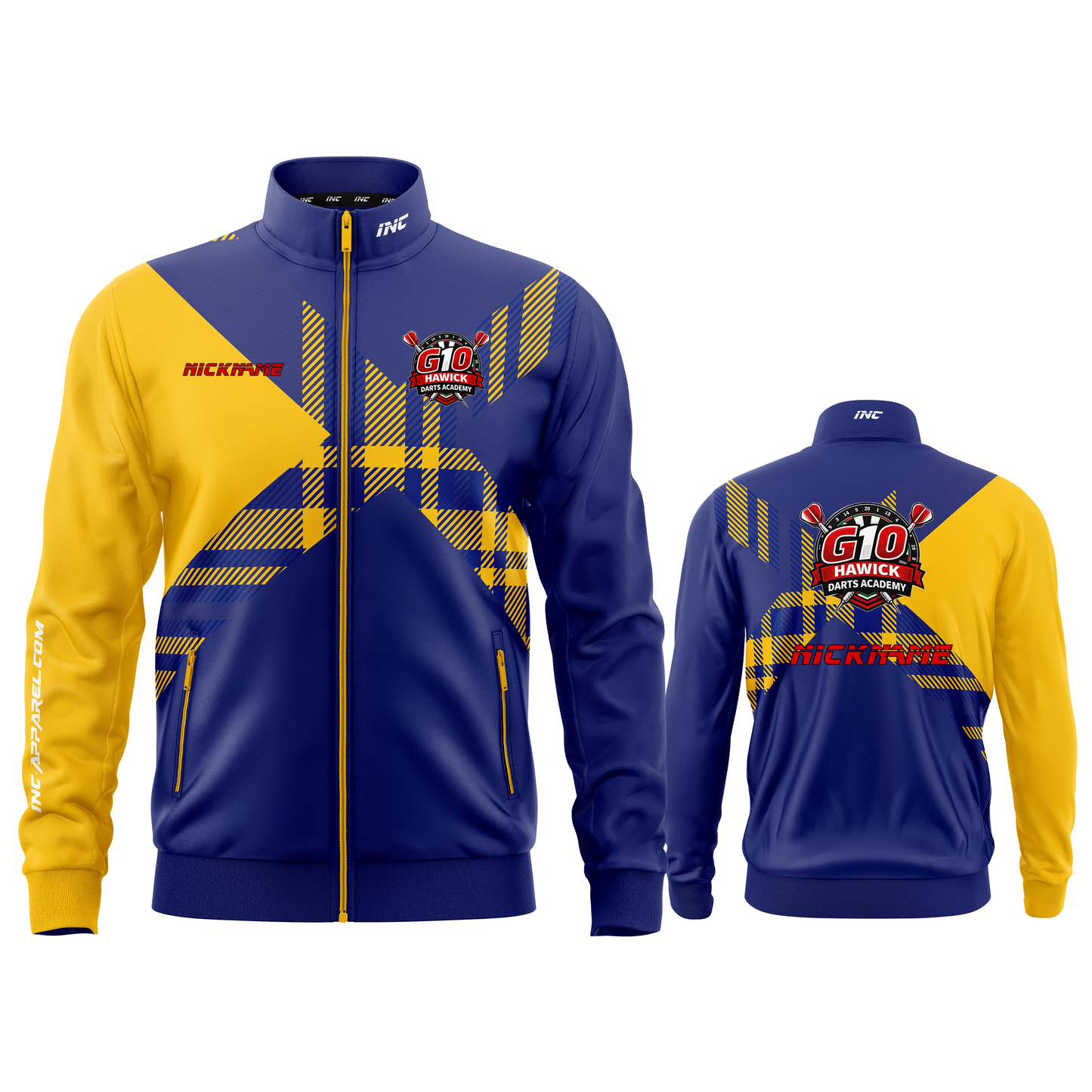 Official Hawick Darts Academy Tournament Jacket from INC-APPAREL – professional academy darts jacket with official team branding.