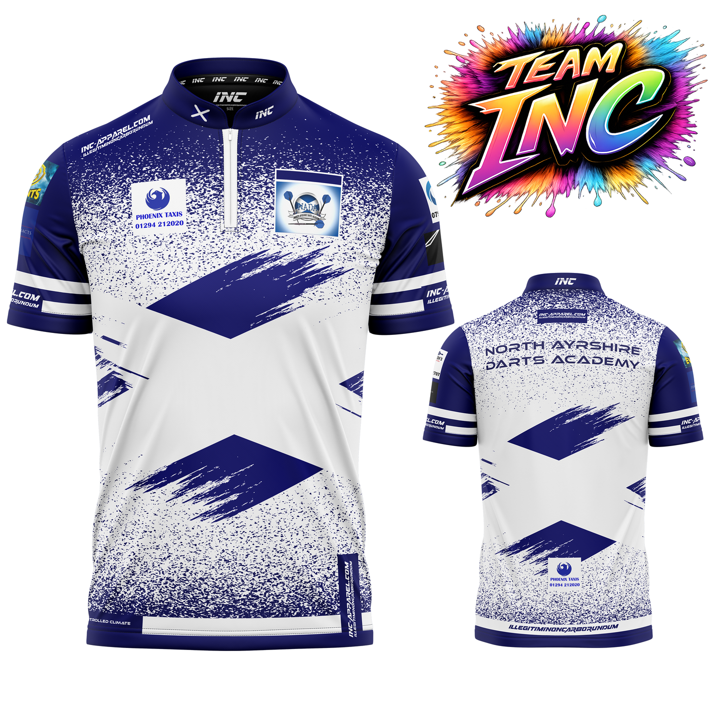 Official North Ayrshire Darts Academy darts shirt from INC-APPAREL