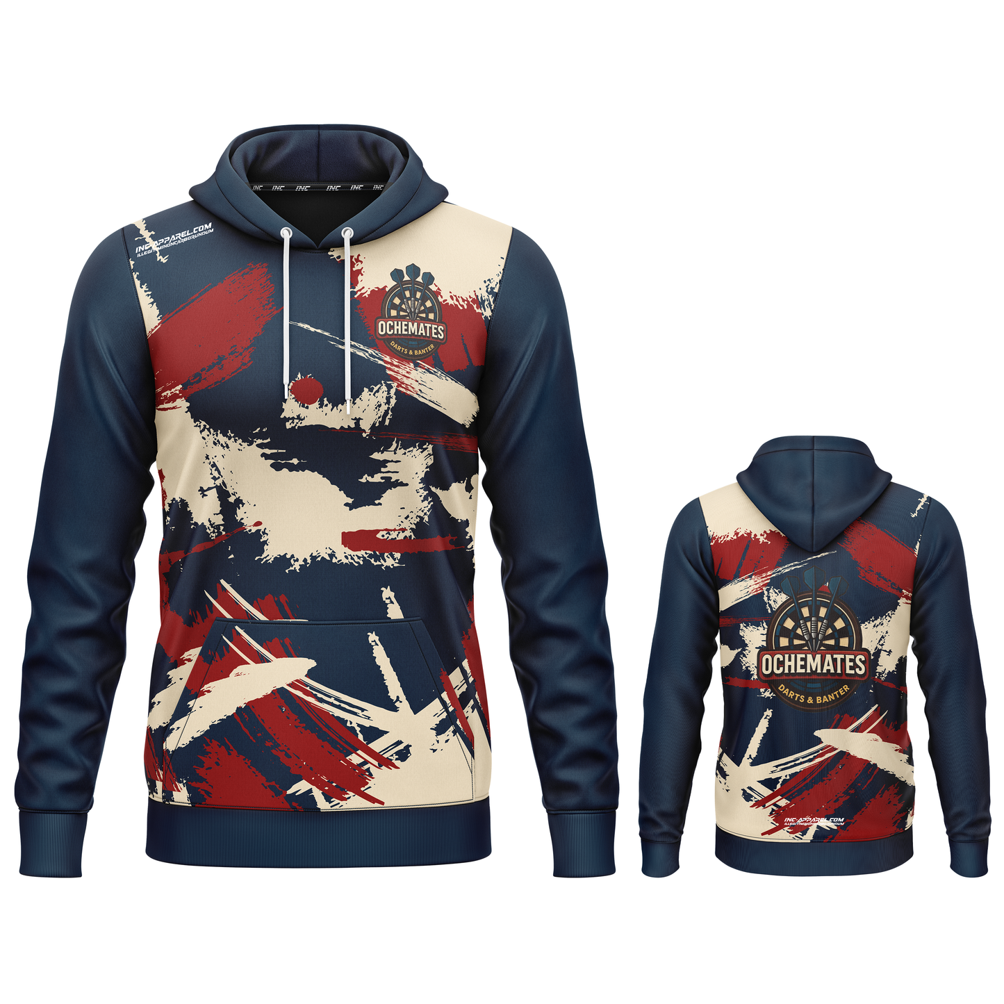 Official Ochemates Darts Team Hoodie from INC-APPAREL – team darts hoodie with official branding.