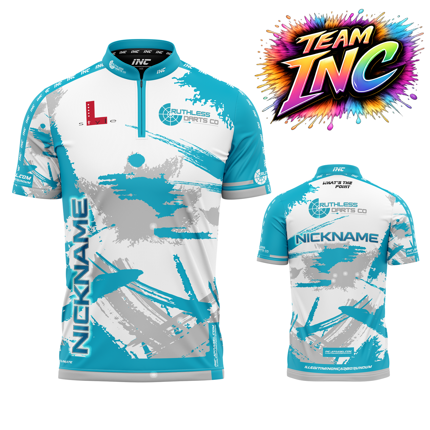 Official Ruthless Darts Co Academy Darts Shirt from INC-APPAREL – performance darts shirt with official academy branding.