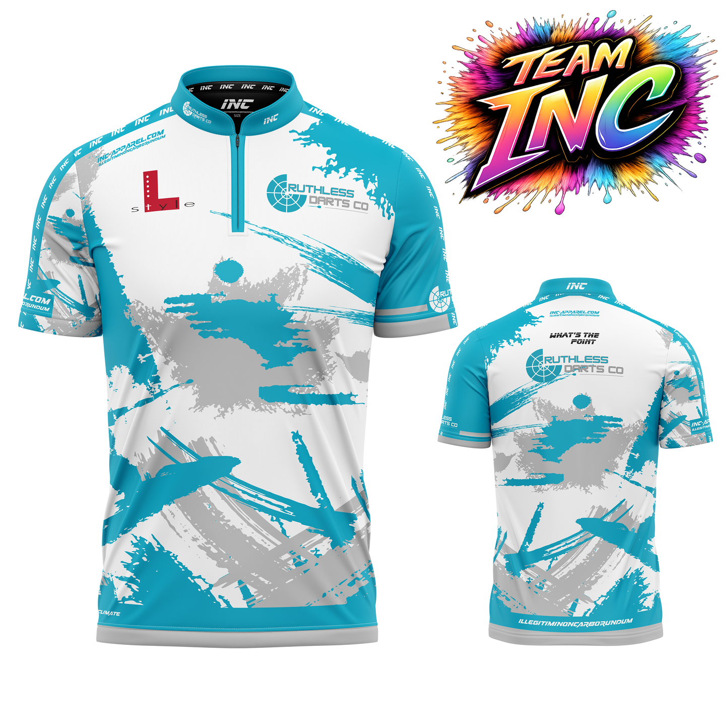 Official Ruthless Darts Co Academy Darts Shirt from INC-APPAREL – performance darts shirt with official academy branding.