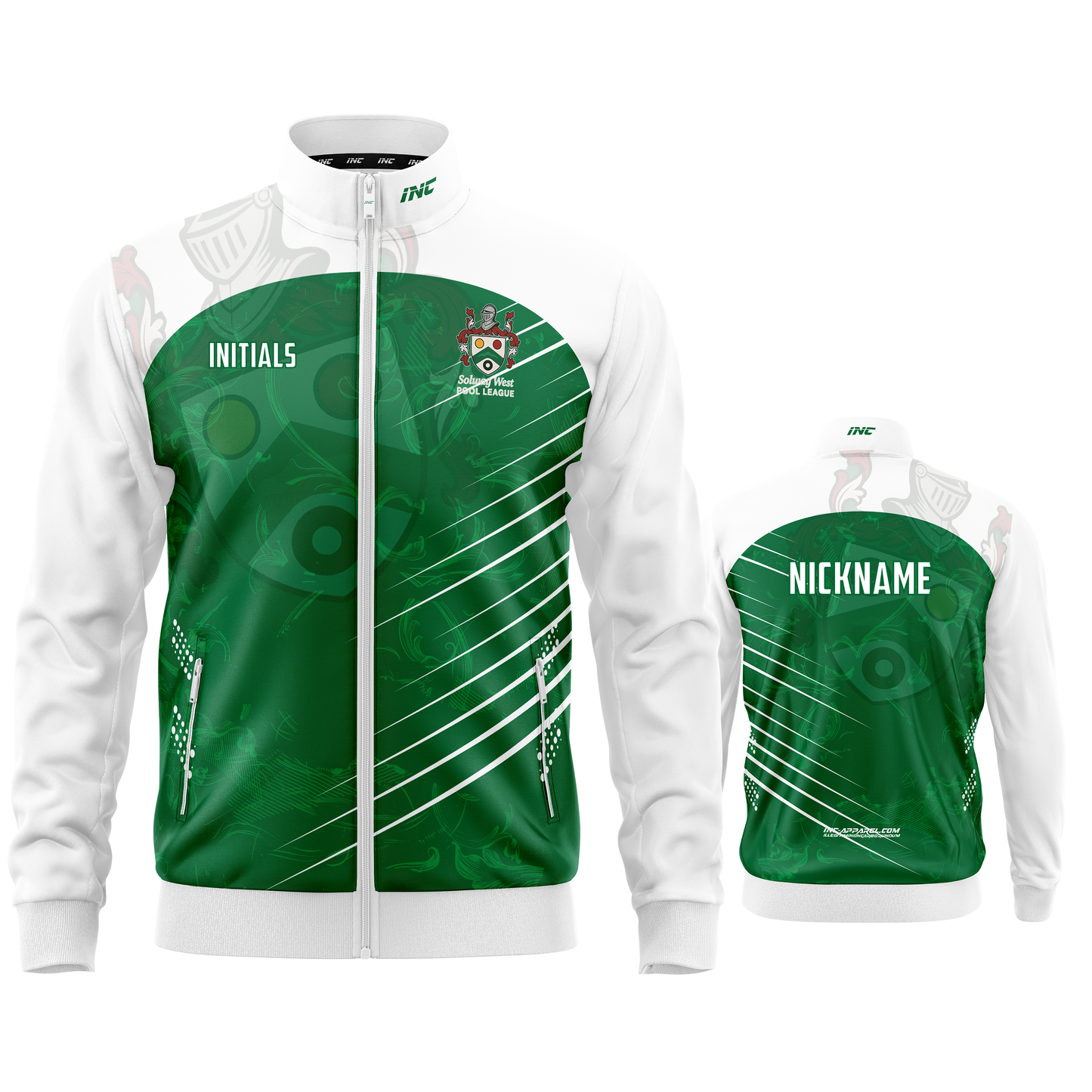Official Solway West Pool League tournament jacket front view league team pool jacket from INC-APPAREL
