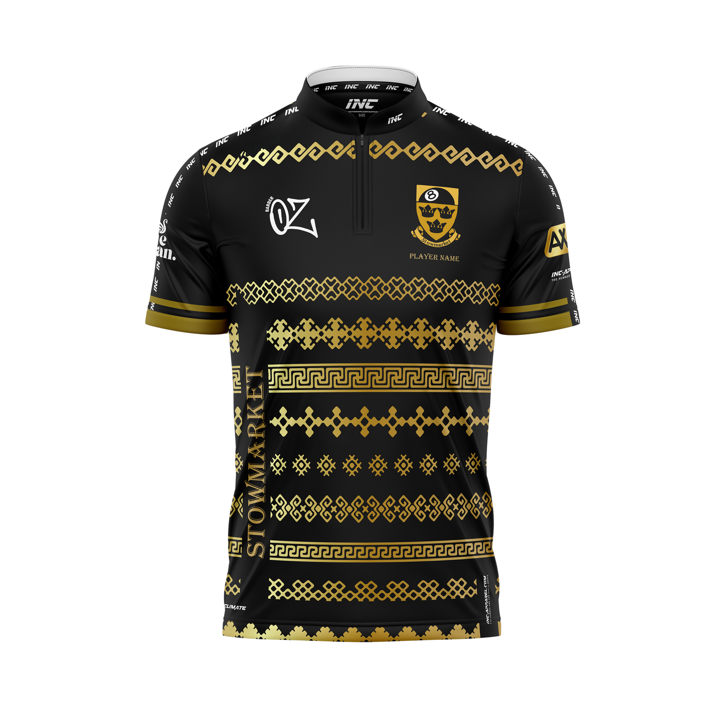 Official Stowmarket Pool Shirt Front view from INC-APPAREL – made-to-order breathable team shirt with club crest, athletic fit, and professional design.