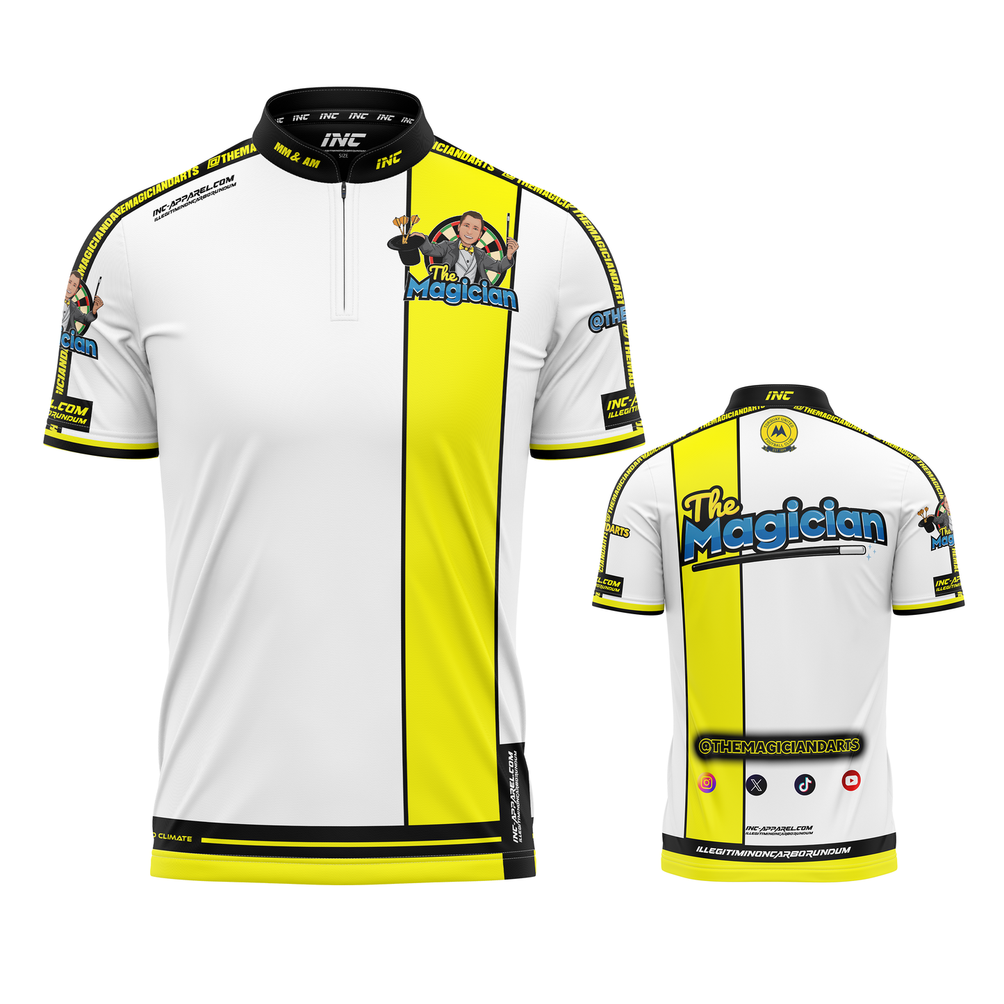 Official The Magician TUFC Dart Shirt from INC-APPAREL – performance darts shirt with TUFC creator branding and signature design.