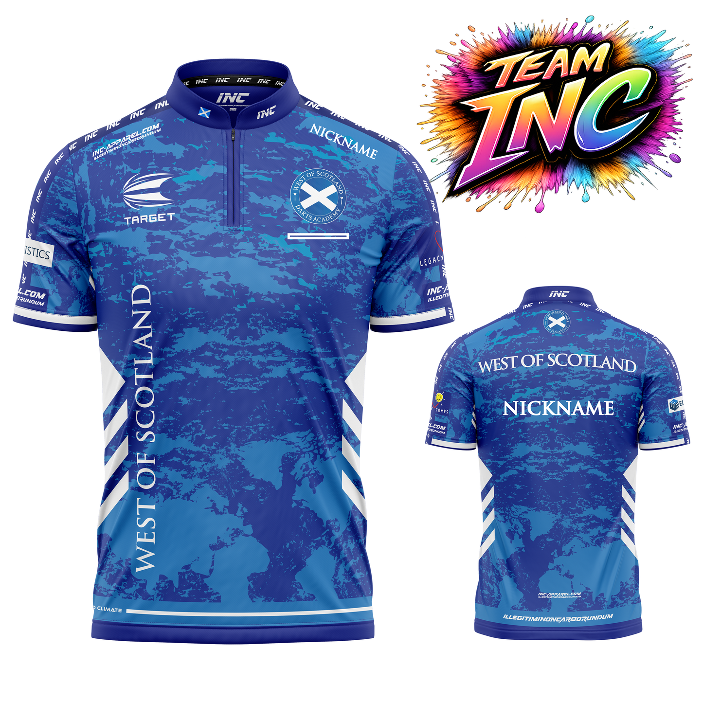 official west of scotland-darts academy shirt with pocket from inc-apparel