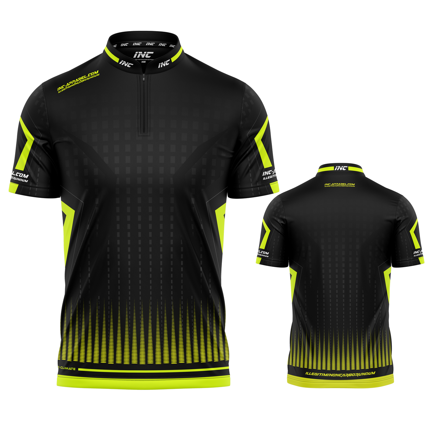 Praecisio Lime Green and Black Darts/Pool Shirt from INC-APPAREL – precision performance shirt for darts and pool players.