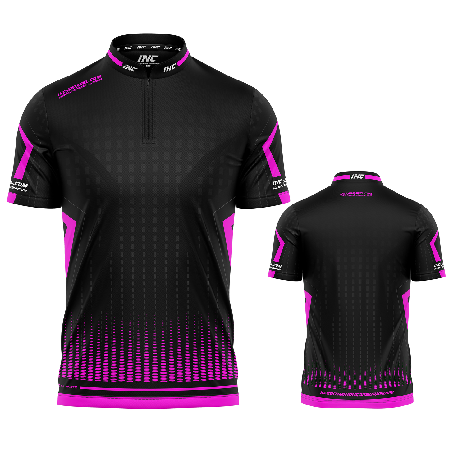 Praecisio Pink and Black Darts/Pool Shirt from INC-APPAREL – precision performance shirt for darts and pool players.