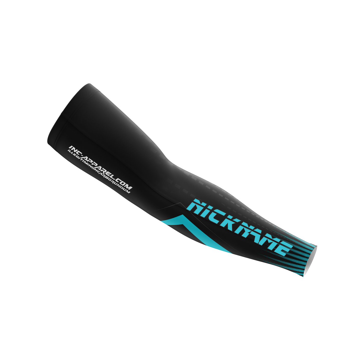 Praecisio Sky Blue and Black Compression Sleeve from INC-APPAREL – performance sleeve for darts and pool.