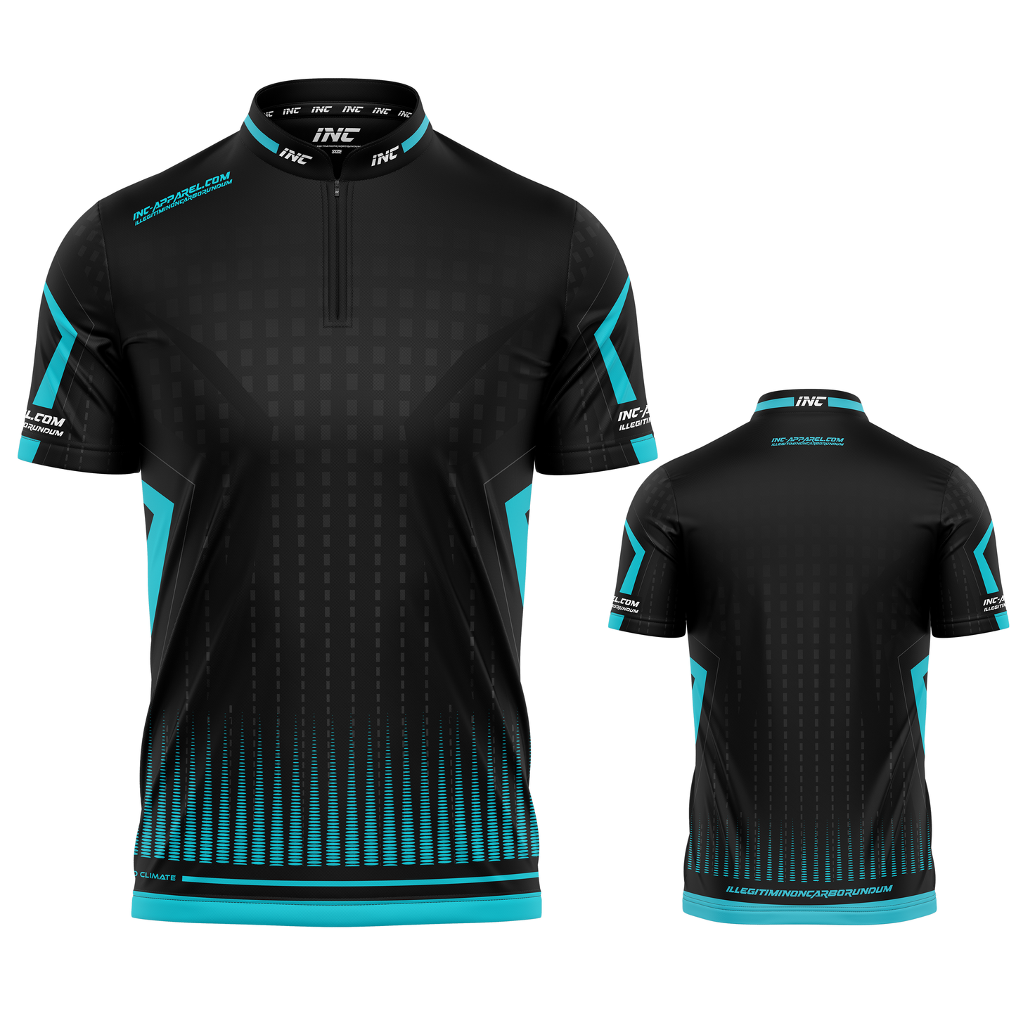 Praecisio Sky Blue and Black Darts/Pool Shirt from INC-APPAREL – precision performance shirt for darts and pool.