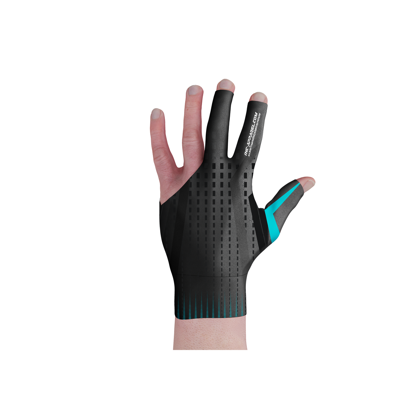 Praecisio Sky Blue and Black Pool Glove from INC-APPAREL – precision pool glove for smooth cue control.