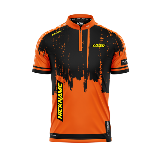 Scrape Nigrum Aurantius Pro1 Darts Shirt – Front View | INC-APPAREL