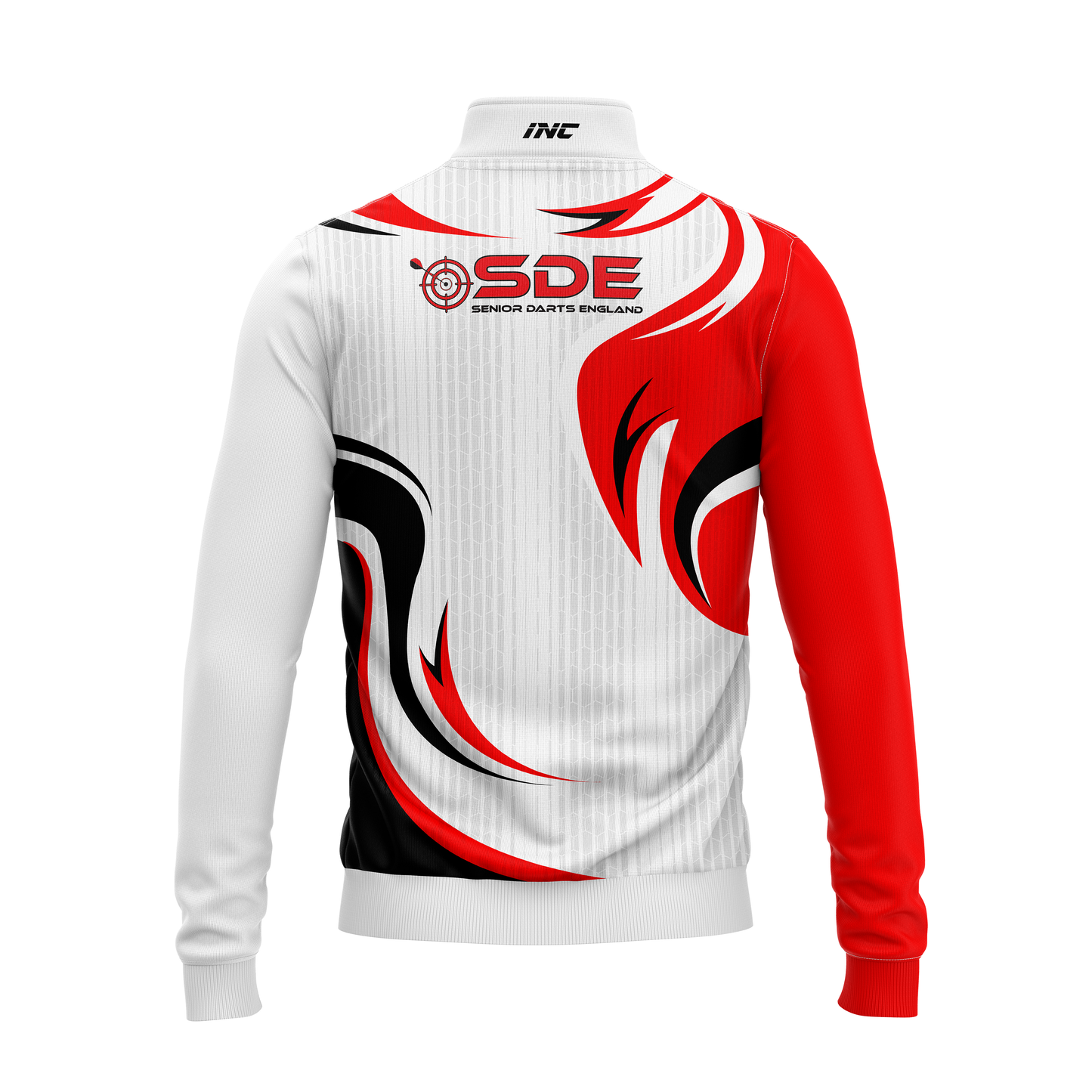 Senior Darts England Quarter Zip Midlayer – Back View with Official Crest and Performance Fit | INC-APPAREL
