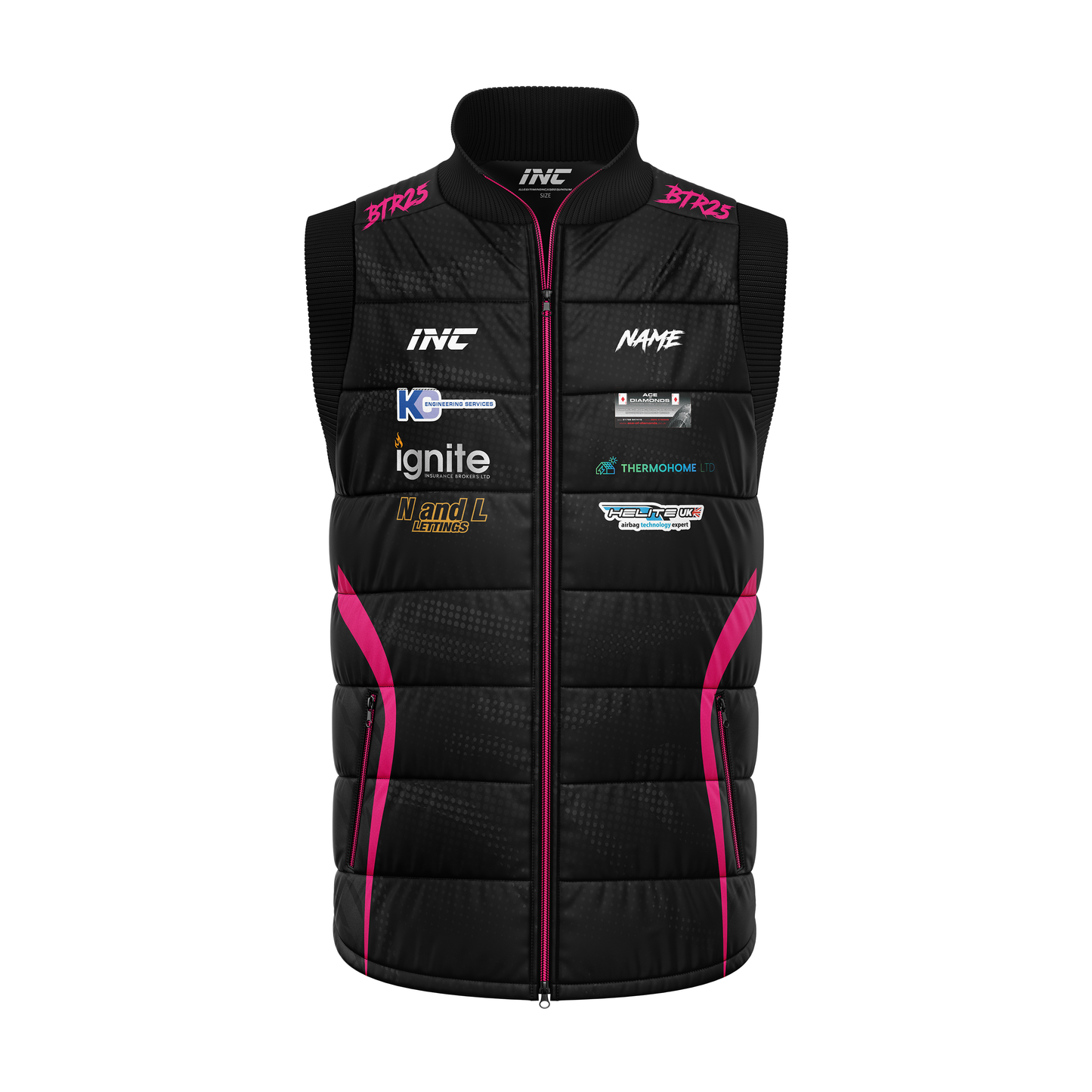 Front view of the Speedway Gilet - Ben Trigger Racing | INC-APPAREL