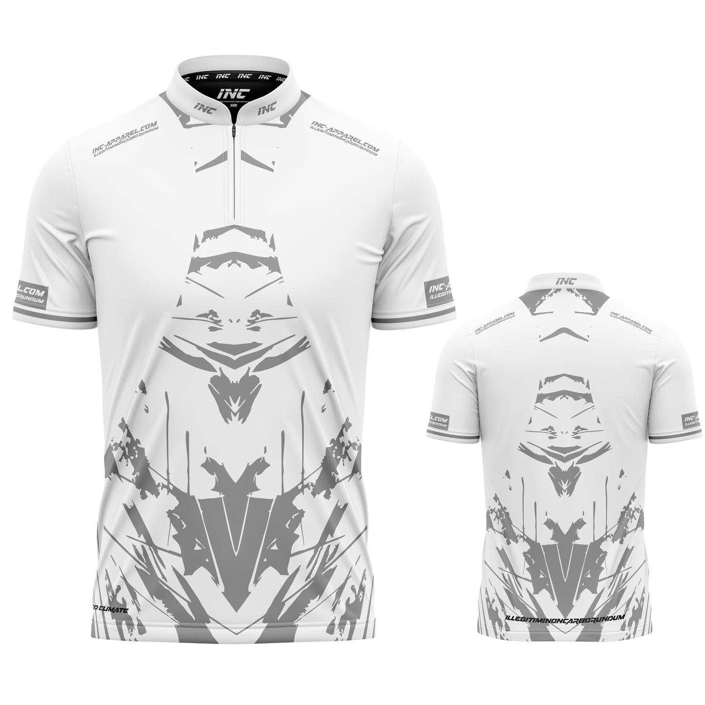 Subtilis White Darts/Pool Shirt from INC-APPAREL – clean performance shirt for competitive darts and pool players.